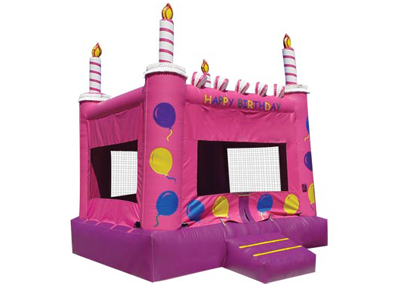 pink birthday cake bounce house